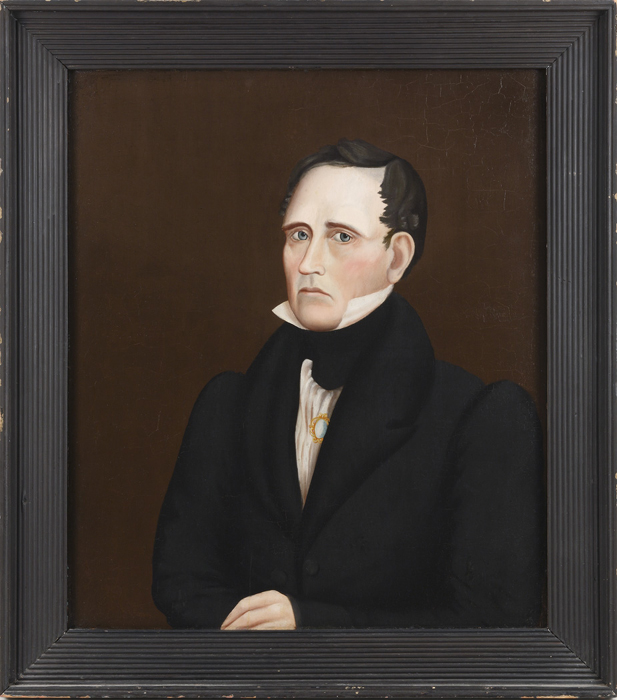 A young gentleman with blue eyes wearing a black coat, Attributed to Ira Chafee Goodell (1800-circa 1875)