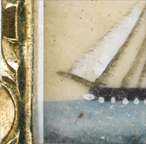 Brooch with miniature of sailing vessel flying the American flag